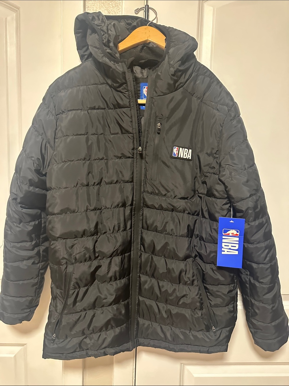 NBA Black Quilted Hooded Puffer Jacket